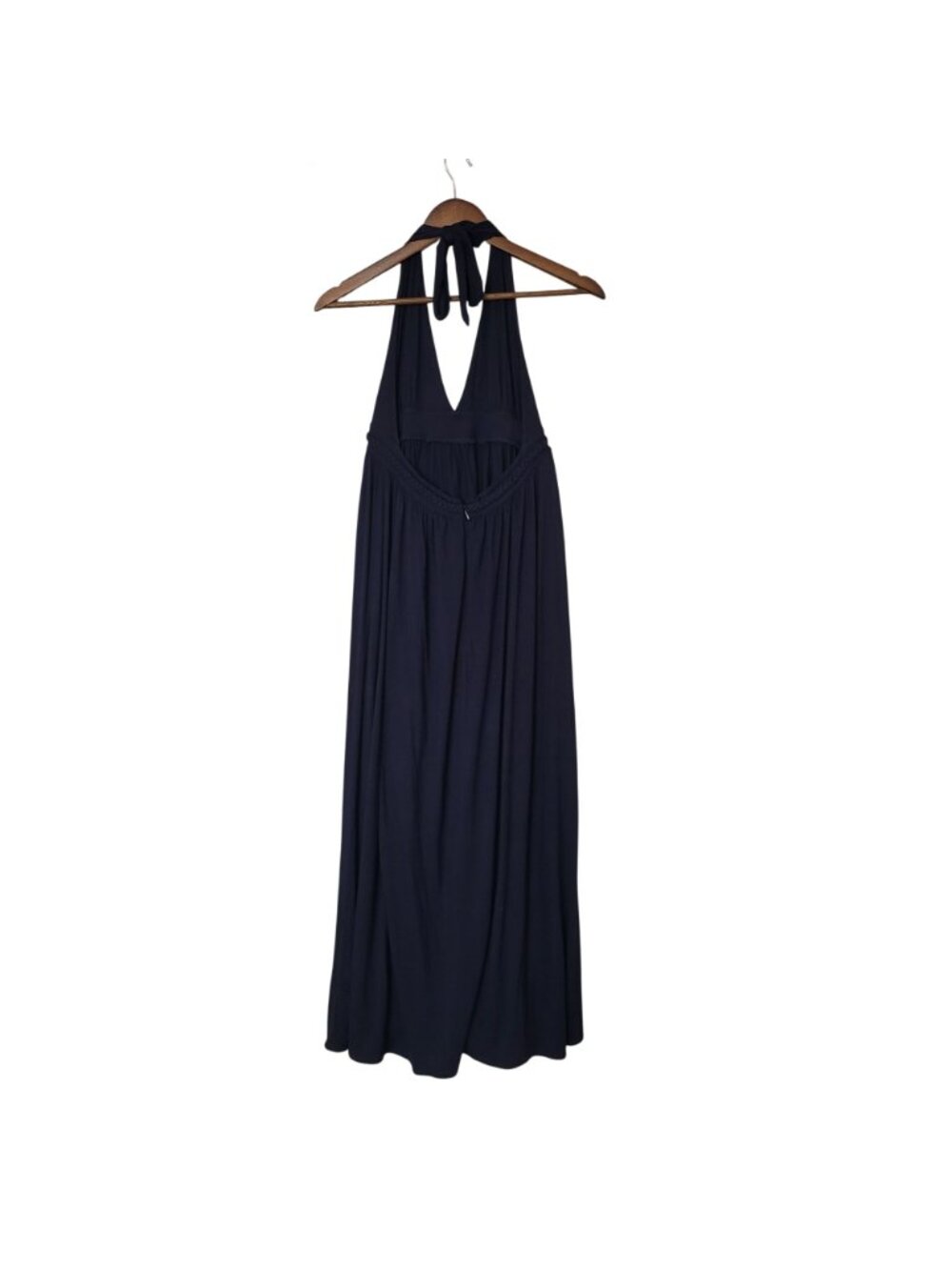 J. Crew Halter Maxi Dress With Braided Waist Tie Womens Size 8 Navy Party - Picture 2 of 7